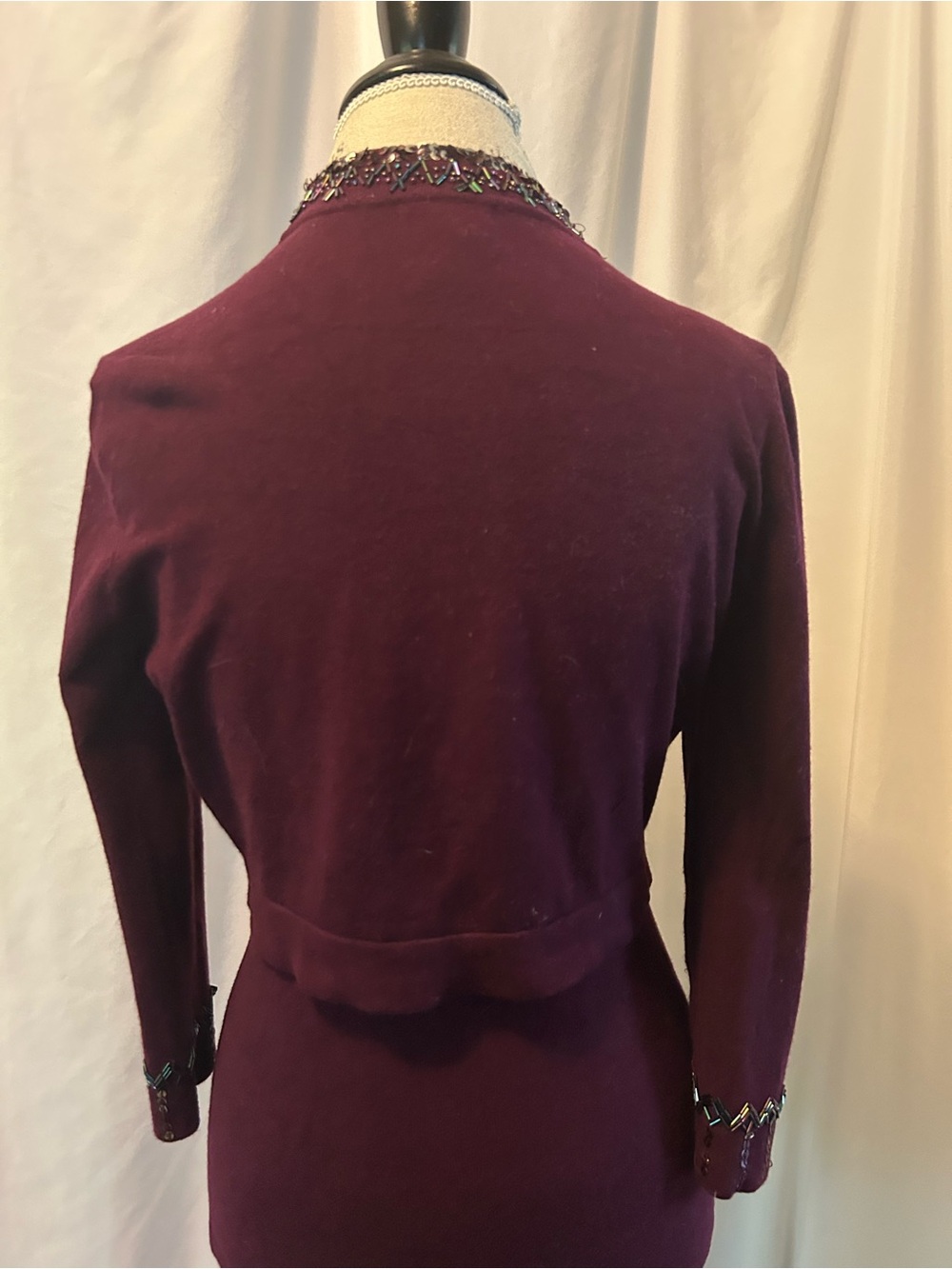 Plum Beaded & Sequined Bolero And Tank Set - Picture 6 of 7